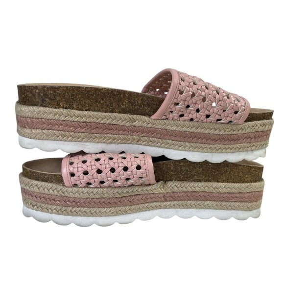 BP Chunky Platform Sandals Womens 9.5 Pink Espadrille Slip On Slide Shoes Boho - Picture 5 of 11